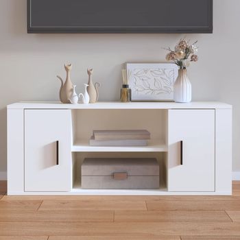 vidaXL Mueble para TV madera contrachapada blanco 100x35x40 cm