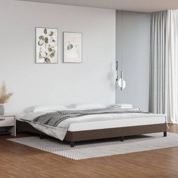 vidaXL Estructura de cama sin colchón cuero sintético marrón 200x200cm