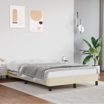 vidaXL Estructura de cama sin colchón cuero sintético crema 120x200 cm