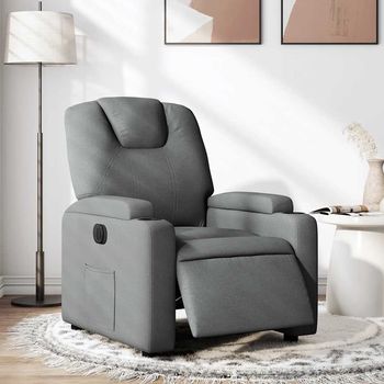 vidaXL Sillón reclinable eléctrico de tela gris oscuro