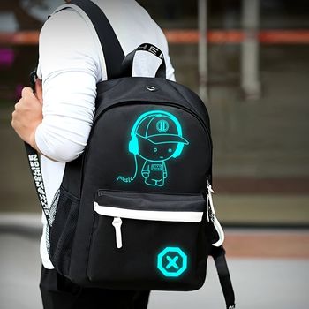 1pza Mochila Luminosa De Moda Con Gran Capacidad, Mochila Ligera Tela Oxford Simple De Dibujos Animados