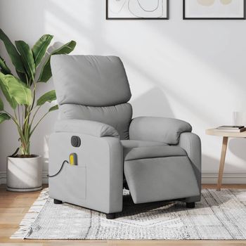 vidaXL Sillón reclinable de masaje eléctrico tela gris claro