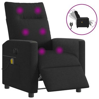 vidaXL Sillón reclinable de masaje eléctrico tela negro