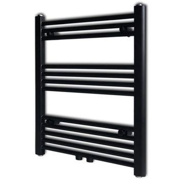 vidaXL Radiador toallero de baño recto negro 600 x 764 mm