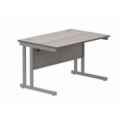 Office Rectangular Desk Double Cantilever 1200X800 Grey Oak/Silver