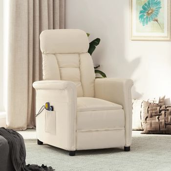 vidaXL Sillón de masaje eléctrico microfibra beige