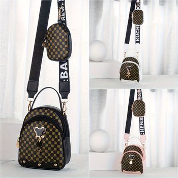 Bolsa cruzada con estampado de moda con monedero con cremallera, elegante bolso de hombro con decoración de ratón, pequeño bolso para teléfono