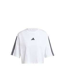 Camiseta adidas essentials cotton loose 3bandas mujer blanco/negr