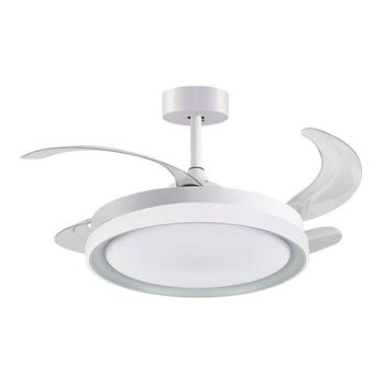 Bel Air Kigali Ventilador de Techo con Mando a Distancia 72W Aspas Retráctiles Blanco/Plata