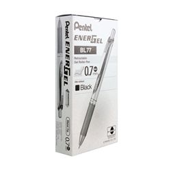 Pentel EnerGel Xm Retractable Gel Pen Medium Black (Pack of 12) BL77-A