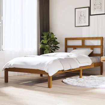 vidaXL Estructura de cama madera maciza de pino marrón miel 100x200 cm