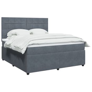 vidaXL Cama box spring con colchón terciopelo gris oscuro 180x200 cm