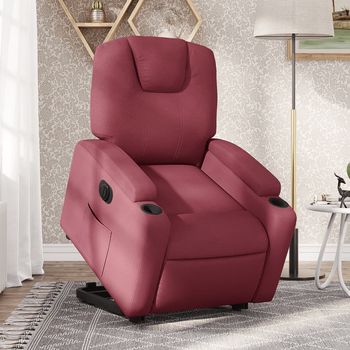 vidaXL Sillón eléctrico reclinable elevable de tela rojo tinto