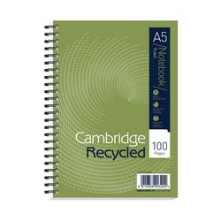 Cambridge Ruled Recycled Wirebound Notebook 100 Pages A5 (5 Pack)