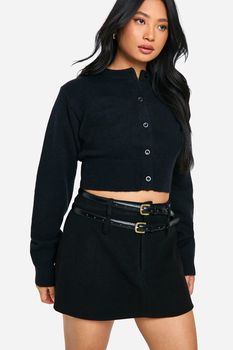 Minifalda Petite Efecto Lana, Negro