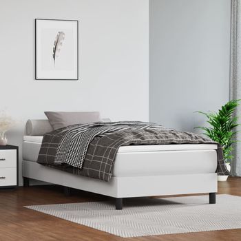 vidaXL Estructura de cama sin colchón cuero sintético blanco 80x200 cm