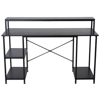 Homcom Mesa de Oficina con Estantes 140x60x93cm Negro