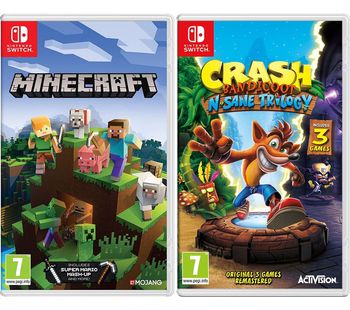 NINTENDO SWITCH Minecraft & Crash Bandicoot N-Sane Trilogy Bundle