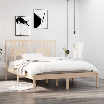 vidaXL Estructura de cama doble sin colchón madera maciza