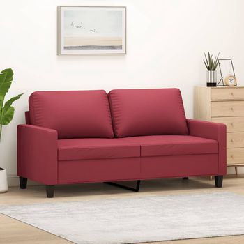 vidaXL Sofá de 2 plazas de cuero sintético rojo vino 140 cm