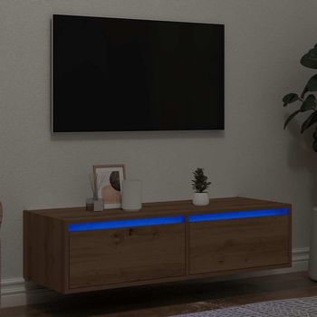 vidaXL Mueble de TV con luces LED roble artisan 100X35,5x25 cm