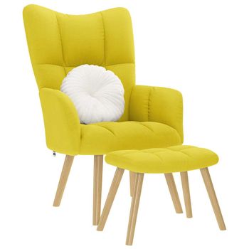 vidaXL Sillón de relax con taburete tela amarillo clara