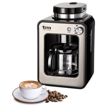 TM Electron Mini Cafetera de Goteo con Molinillo 4 Tazas 600W Plata