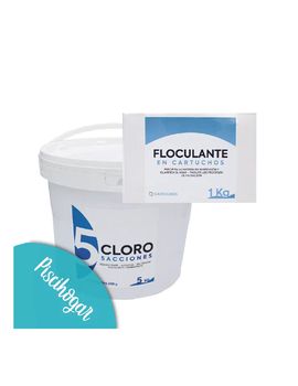 Cloro 5 acciones sin Cobre 5kg + Floculante 1kg | PACK (sólido)