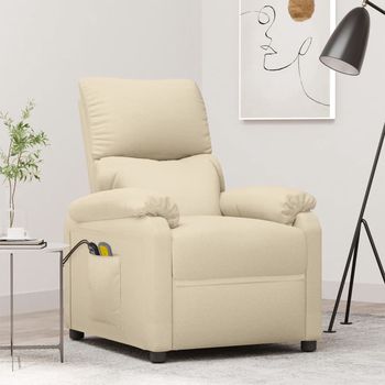 vidaXL Sillón de masaje eléctrico tela color crema