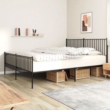 vidaXL Estructura cama sin colchón con estribo metal negro 183x213 cm