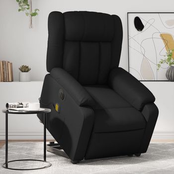 vidaXL Sillón de masaje elevable eléctrico cuero sintético negro