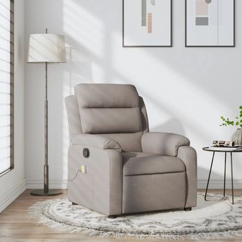 vidaXL Sillón de masaje reclinable de tela gris taupé