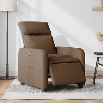 vidaXL Sillón reclinable eléctrico de tela marrón