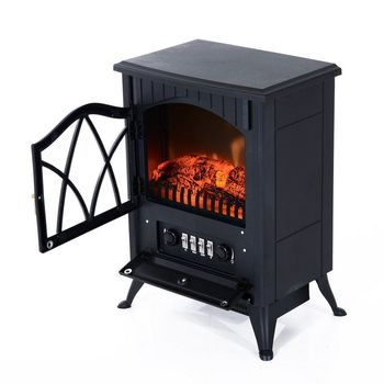 Homcom Chimenea Eléctrica Móvil Negra 1800W