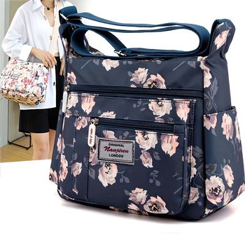 Bolso de hombro de nylon casual con estampado floral, bolsos de mujer con múltiples bolsillos, regalo del Día de la Madre para mamá