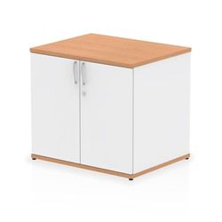 Impulse 600mm Deep Desk High Cupboard Oak and White