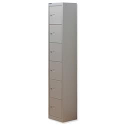 Bisley Locker Steel 6-Door W305xD305xH1802mm Goose Grey