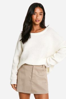 Minifalda Petite Efecto Lana De Cuadros, Beige