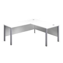 1600X800 Goal Post Left Hand Return Desk White-Silver