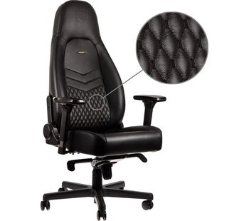 ICON Leather Gaming Chair - Black, Black