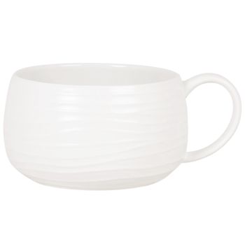 Taza de cerámica blanca con efecto ondulado