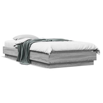 vidaXL Estructura de cama con luces LED gris Sonoma 90x200 cm