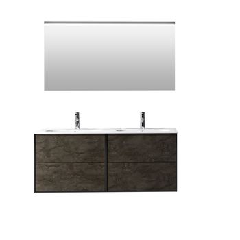 Mueble de baño 4 piezas doble bañera en melamina oxido