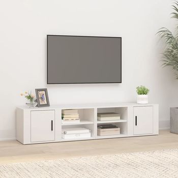 vidaXL Muebles para TV 2 uds madera contrachapada blanco 80x31,5x36 cm