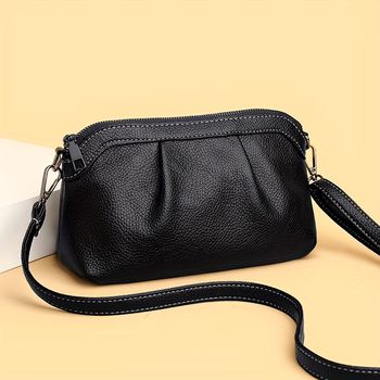 Bolso cruzado con pliegues en nube, bolso de cremallera de color sólido para todos los días, bolso de hombro de moda para mujeres