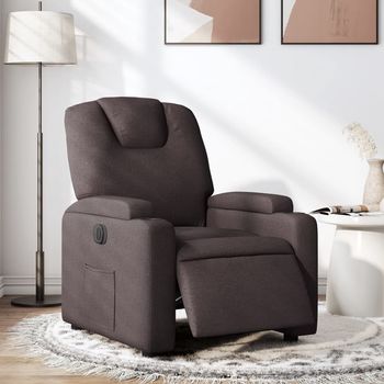 vidaXL Sillón reclinable eléctrico tela marrón oscuro