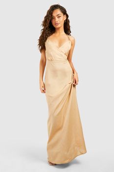 Vestido Maxi De Lino Con Detalle De Anillo, Beige