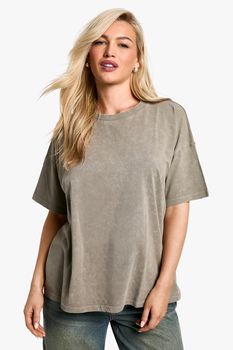 Camiseta Con Lavado De Ácido, Beige