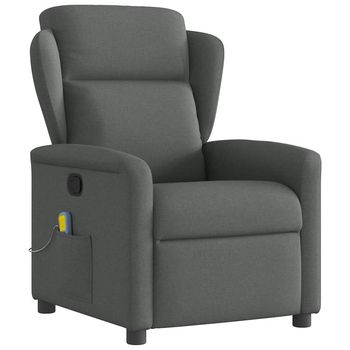 vidaXL Sillón de masaje reclinable de tela gris oscuro