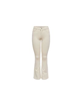 Pantalón only blush mid flared dot019 ecru mujer